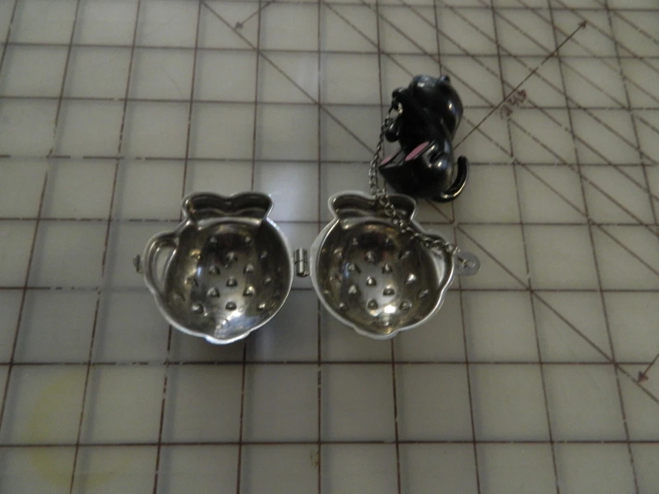 Colador de té suelto de acero inoxidable infusor taza de té gato gatito negro Joie Meow Foto 4 de 4