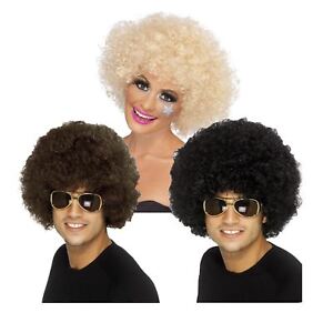 Unisex Brown Disco Funky Afro Wig Adult Stag Hen Fancy Dress Costume 70's Fun