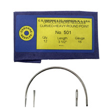 C.S. Osborne Pack Of 12 Curved Needles Heavy 501-3-1/2 Size 3-1/2" 