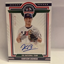 2022 Panini Stars & Stripes - Karson Bowen - USA 18U Team Auto #d 415/499🔥🔥🔥