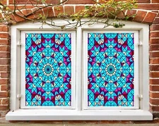 3D Color Graphics O250 Window Film Print Sticker Cling Stained Glass UV Block Am