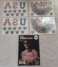 USA FLAG AMERICAN EAGLE STARS STRIPES Temporary Tattoo Body Arm Fingers