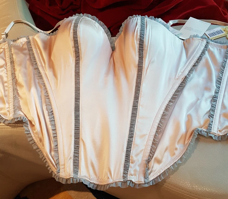 Elle Macpherson Peach/Grey Silk SONNET U/W Preformed Strapless Basque - Image 4 of 4