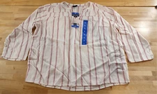 Splendid Ladies' V-Neck Loose Fit Preshrunk Blouse Pink Stripe Size Large