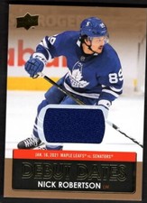 2021-22 Nick Robertson Upper Deck Hockey Debut Dates Gold Swatch DD-15