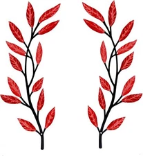 Metal Tree Leaf Wall Decor 2PCS Rustic Vine Branch Leaf Wall Art for Living Room