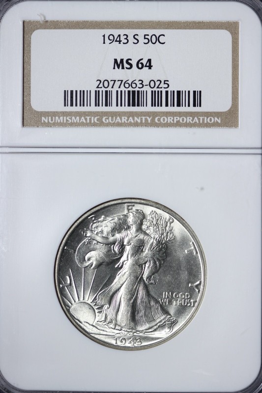 BU 1943-S Walking Liberty Half Dollar NGC MS64 XQPN