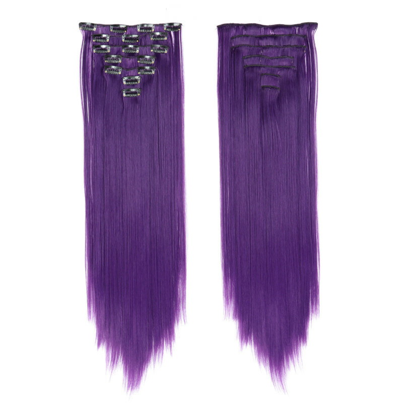 S-Noilite Extension Posticci Di Capelli Sintetici Clip 12PCS Lunga Lisci Per Donna 56 Cm - Biondo Scuro E Biondo Candido - Foto 7