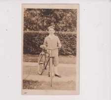 Postcard RPPC Real Photo Young Boy Posing Beside A Phone 1904-1918