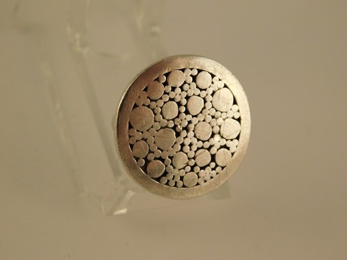 STERLING SILVER HAMMERED DOT ROUND RING SIZE 6 ARTISAN HANDCRAFTED - Afbeelding 11 van 12