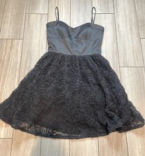 Adrianna Papell Black Rosette Mini Dress Size 6