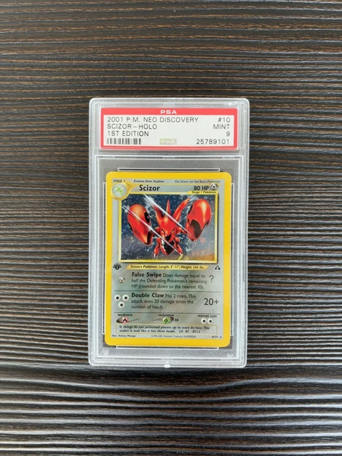 2001 POKEMON NEO DISCOVERY 1ST EDITION #10 SCIZOR-HOLO PSA 9