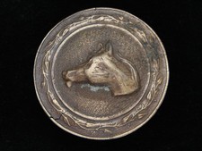 PK13109 VINTAGE 1970s  HORSE'S HEAD  WESTERN  COWBOY BRASSTONE BELT BUCKLE