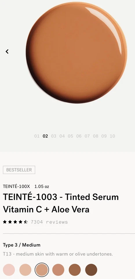 Typology. - T13- (Tinted Serum - Type 3 Medium- 30g / 1.05 oz. New - Image 4 of 4
