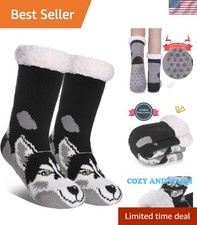 Fluffy Kids Slipper Socks with Grippers - Adorable Animal Paw Style 4-7 Yrs 
