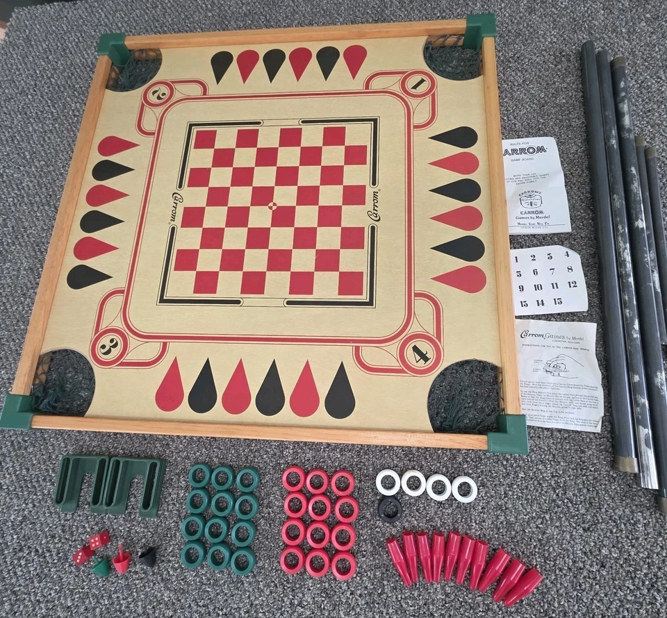 Vintage 1978 Merdel Game Mfg. Co. Carrom Gameboard  model # 108 RS  missing... - Image 2 of 4