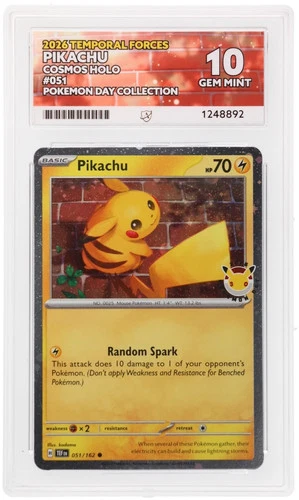Ace 10 Pikachu 051/162 Pokemon Day Collection Cosmos Holo Gem Mint Pokemon