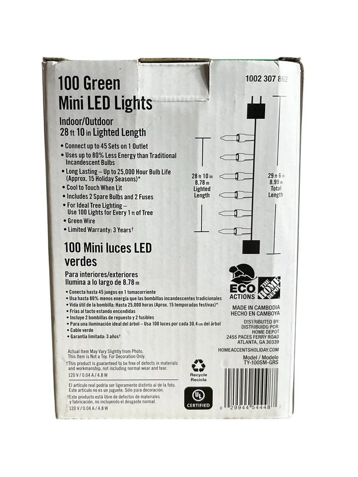 Holiday Accents 100-ct Green LED Mini Christmas lights - NEW - Image 2 of 2