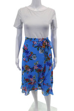 Calvin Klein Women's Hook Closure Ruffle Wrap Unlined Midi Skirt Floral Size 4