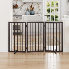 Freestanding 32" Tall Dog Gate for Doorways and Stairs   Foldable Pet Barrier