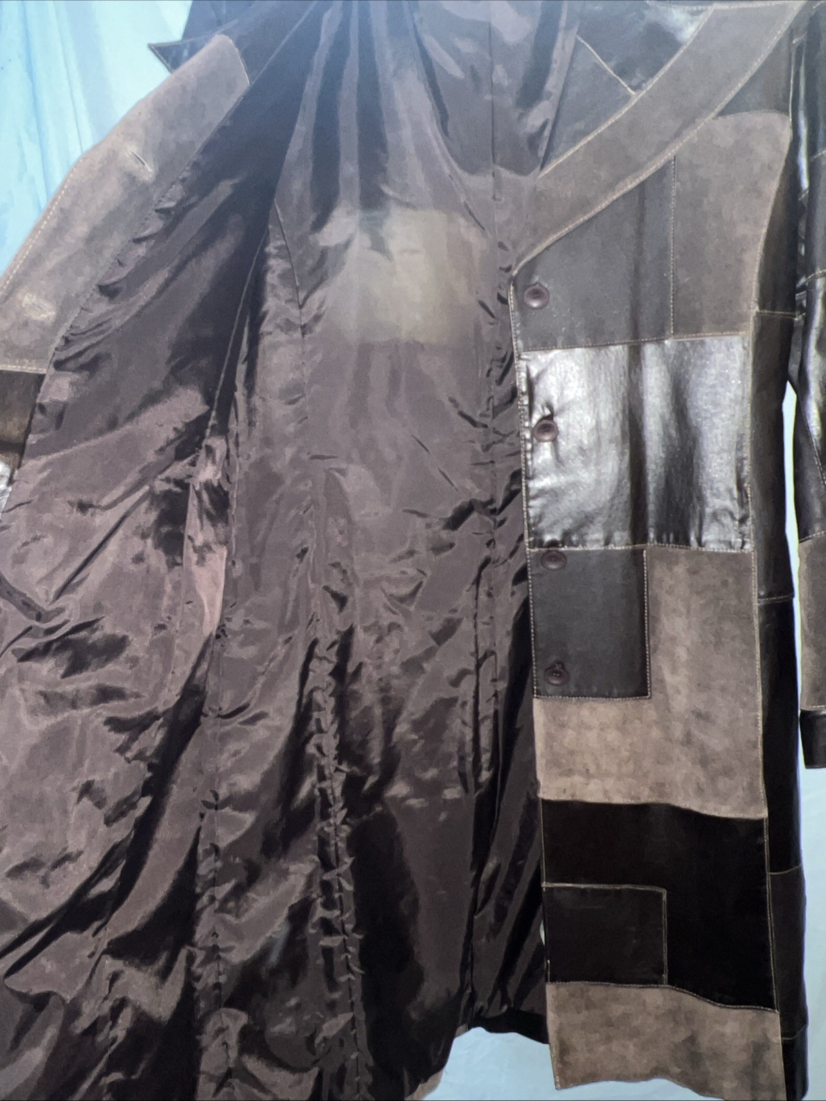 Brandon Thomas Leather Patchwork Jacket Trench Co… - image 3