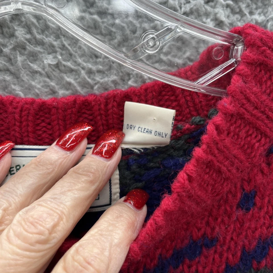 Suéter de Colección Años 90 American Eagle Hombres Grande Rojo Azul Marino Fair Isle Shetland Lana Grueso Foto 4 de 4