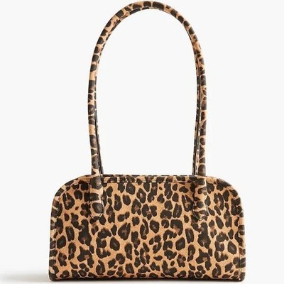 NWT J.Crew Factory Leopard Print Faux Hair Bowling Bag Purse Shoulder Handbag