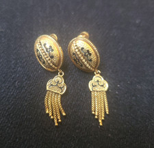 14K Gold Victorian earrings with Black Enamel