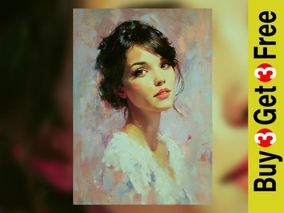 Strahlende Frau 5''x7'' Druck auf mattem Papier | Elegantes weibliches Porträt Ölgemälde
