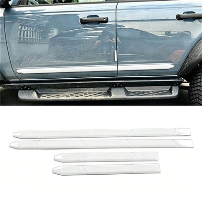For Ford Bronco 2024-26 Glossy White Side Door Body Guard Strip Cover Trim 4PCS