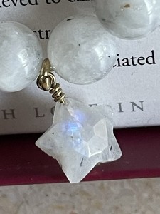 Authentic Luna Norte Stretch Moonstone 14KT Gold-Plated Bracelet W/Charm
