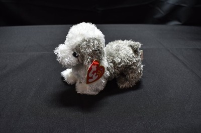 Ty Herder Beanie Babies Gray White Shaggy Dog Plush 6 inch Retired