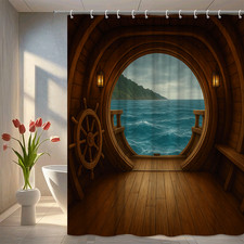 Ocean View Shower Curtain for Nautical Bathroom Decor