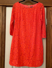 Vince Camuto Vibrant Coral Lace Dress Sz 6