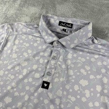 Bad Birdie Polo Shirt Mens Medium Purple Floral Golf Performance AOP Preppy