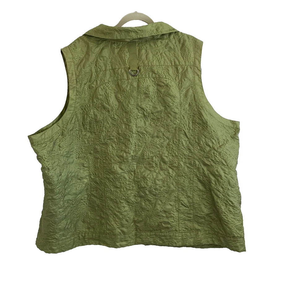 Chaleco verde acolchado CJ Banks para mujer talla grande 5X cremallera completa + 2 bolsillos con cremallera/clásico Foto 3 de 4