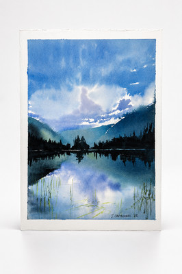 ''Reflected Skies'' 100% Original Landscape Watercolor Painting on Paper