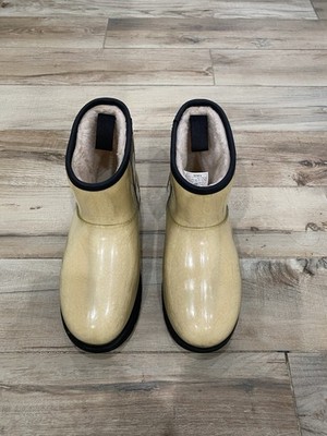 NEW UGG Classic Clear Mini Natural Black 1113190 Pull On Boots Sz US 8