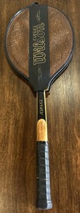 VTG WILSON "ADVANTAGE" WOODEN TENNIS RACQUET. ANTIQUE 4 5/8 Grip Leather Orig