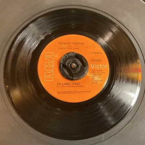Werbley Finster 45RPM So Long, Paul 1969 60s Pop Rock 7” Beatles/Jose Feliciano