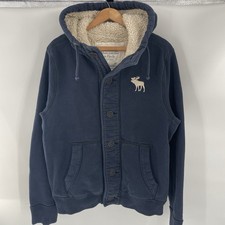 Giacca con cappuccio vintage Y2K Abercrombie & Fitch sherpa foderata bottoni uomo taglia XL