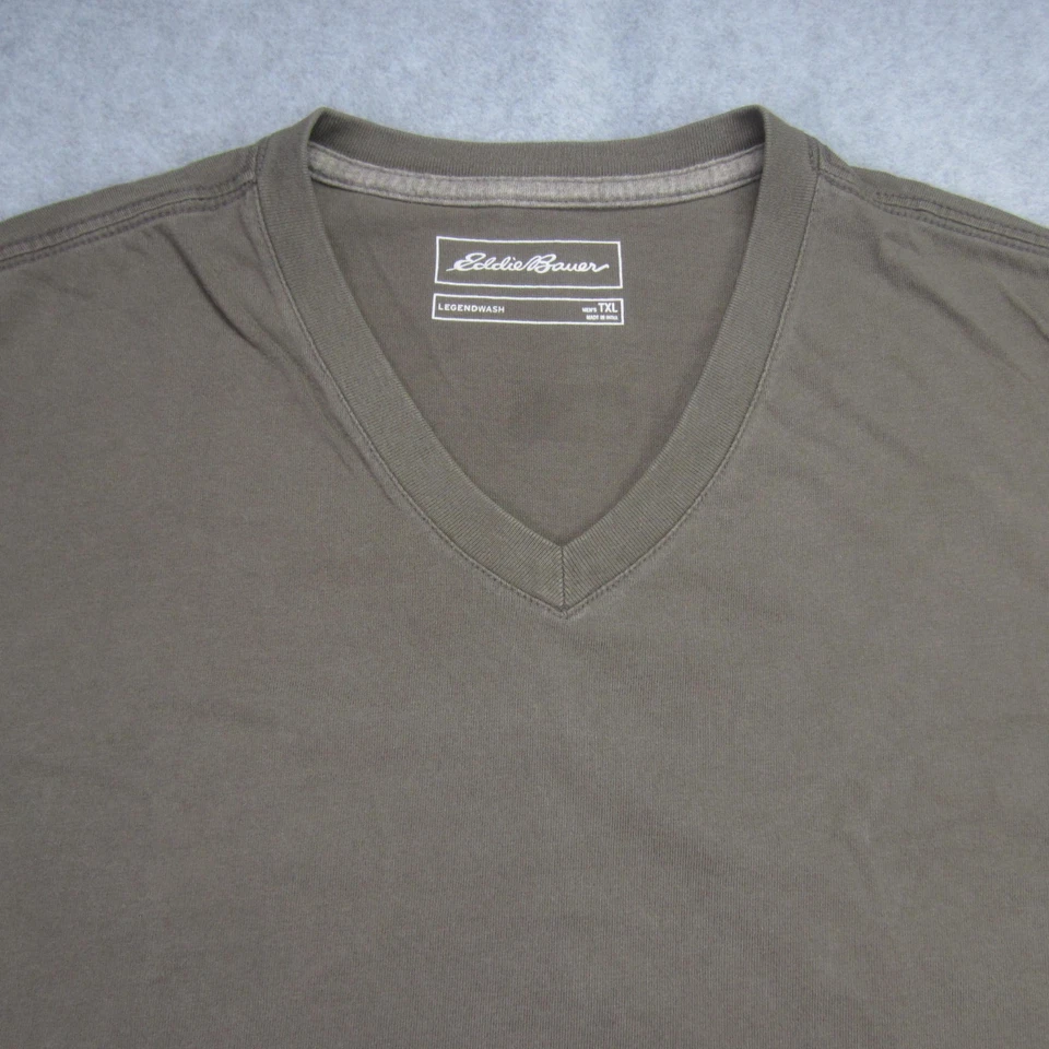 Camisa Eddie Bauer Para Hombres Alta XL Verde Oliva Legendwash Cuello en V Algodón Camiseta Foto 2 de 4