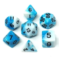 DND Polyhedral Dice Set for Dungeons and Dragons RPG MTG Blue White Swirl