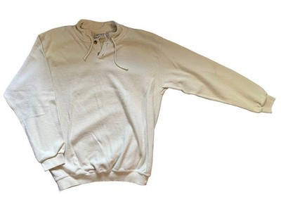 Men's 90s XL Vintage Diport Men's Beige Creme Pullover w/Brown Gradient Buttons