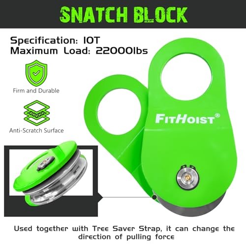 Offroad Recovery Kit, Snatch Block Soft Shackles+Snatch Block+Tree Saver Strap