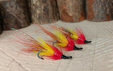   3 X Apache Shrimp Salmon Flies Black Osprey Doubles size10