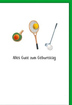 Geburtstag - Karte mit Umschlag - Sportgeräte fineline