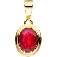 Jobo AnhäNger Oval 585 Gold Gelbgold 1 Rubin Rot GoldanhäNger RubinanhäNger