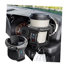 Car Cup Holder for Air Vent, Water Bottle Mount with Hook, Black/Gray