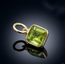 Natural Green Peridot 14K Gold Pendant Charm | Genuine Gemstone Jewelry For Her